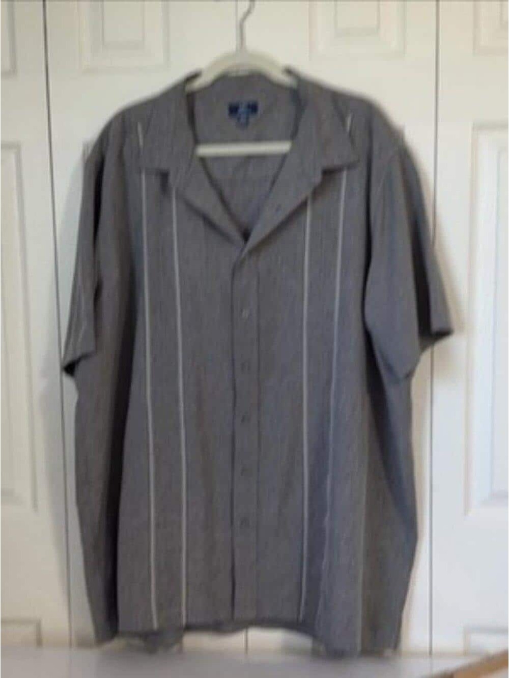 George Men's 3XL Gray Button-Up Shirt with White Pinstripes